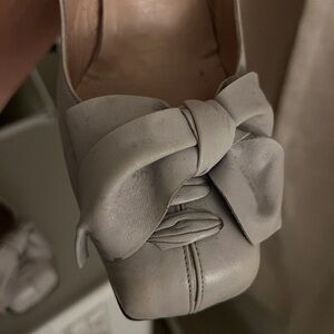 Michel Perry Gray Slingback Heels with Bow